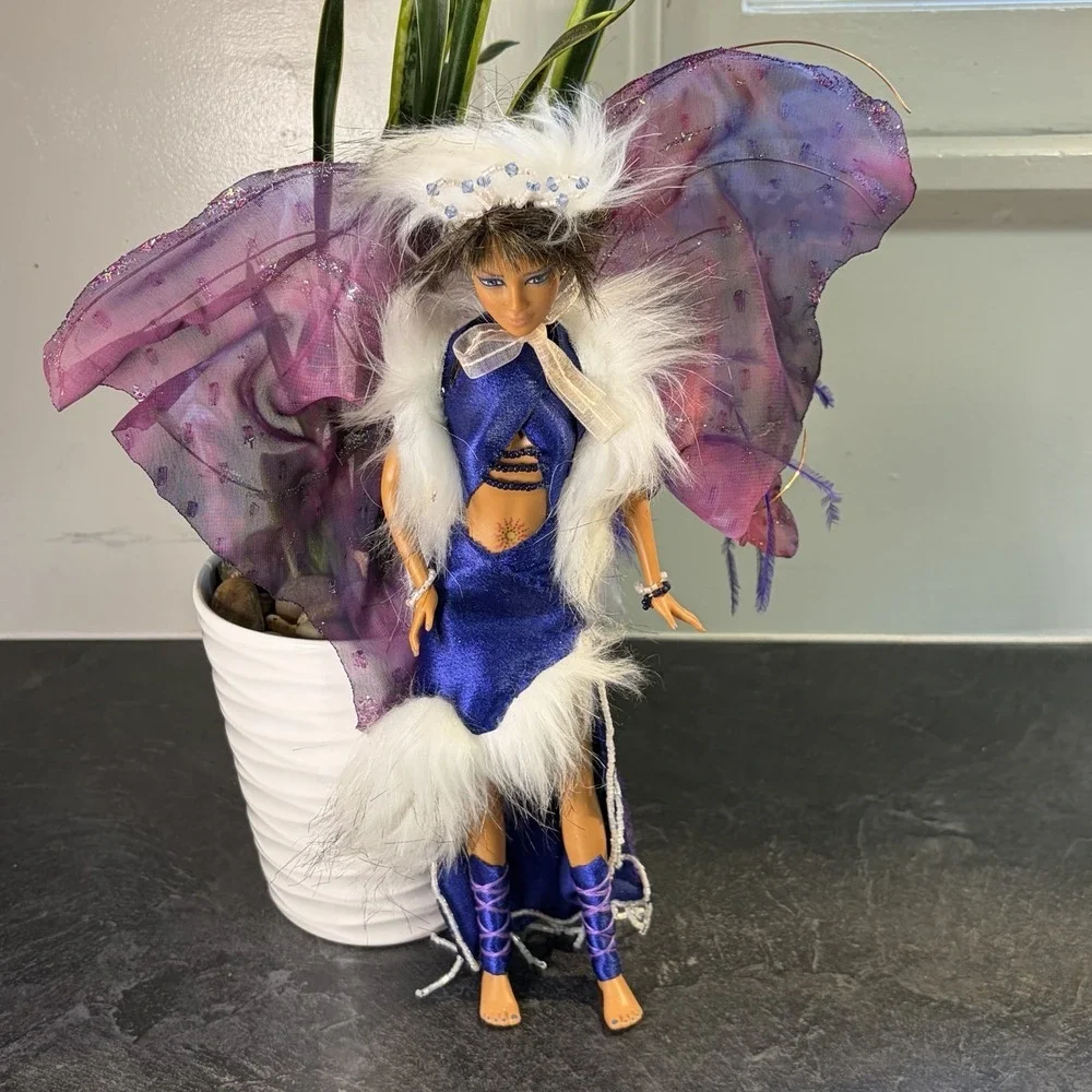 OOAK Custom Barbie Purple Blue Fairy Pixie W Wings 12